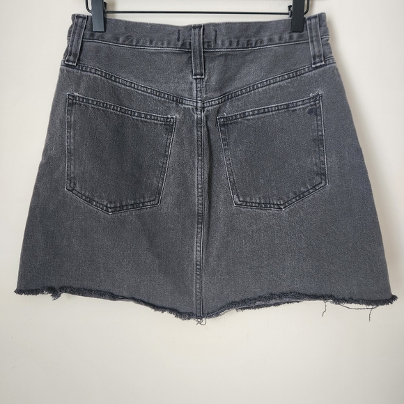 Madewell | Rigid Denim A-Line Mini Skirt in Lunar Wash Cutout Edition - Size 28 - Picture 6 of 10